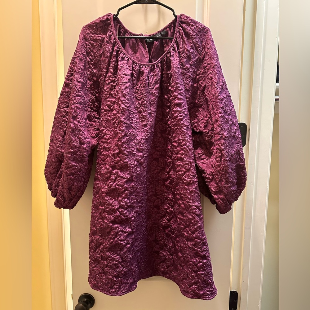 New York & Company Puff Sleeve Mini Shift Dress